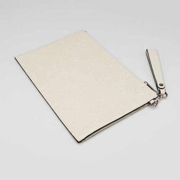 Gucci White Perforated Embossed GG Leather Wristlet Clutch Bag - Picture 2 of 12